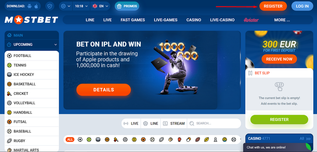 Вхід в особистий кабінет на офіційному сайті Mostbet
